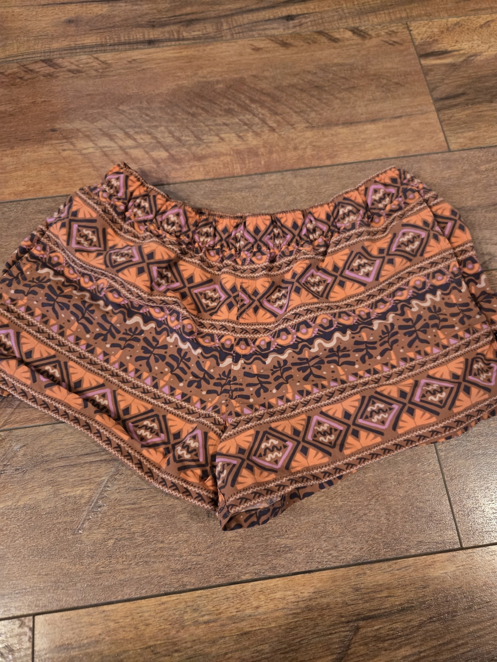 Patagonia Orange and Pink Aztec Elastic-Waist Athletic Shorts